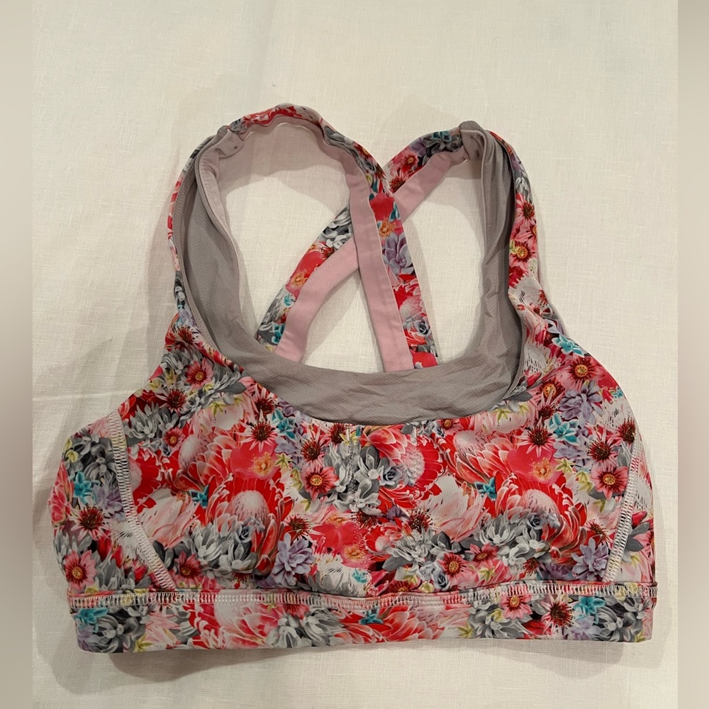 lululemon athletica Floral Sports Bra - Red and Gray